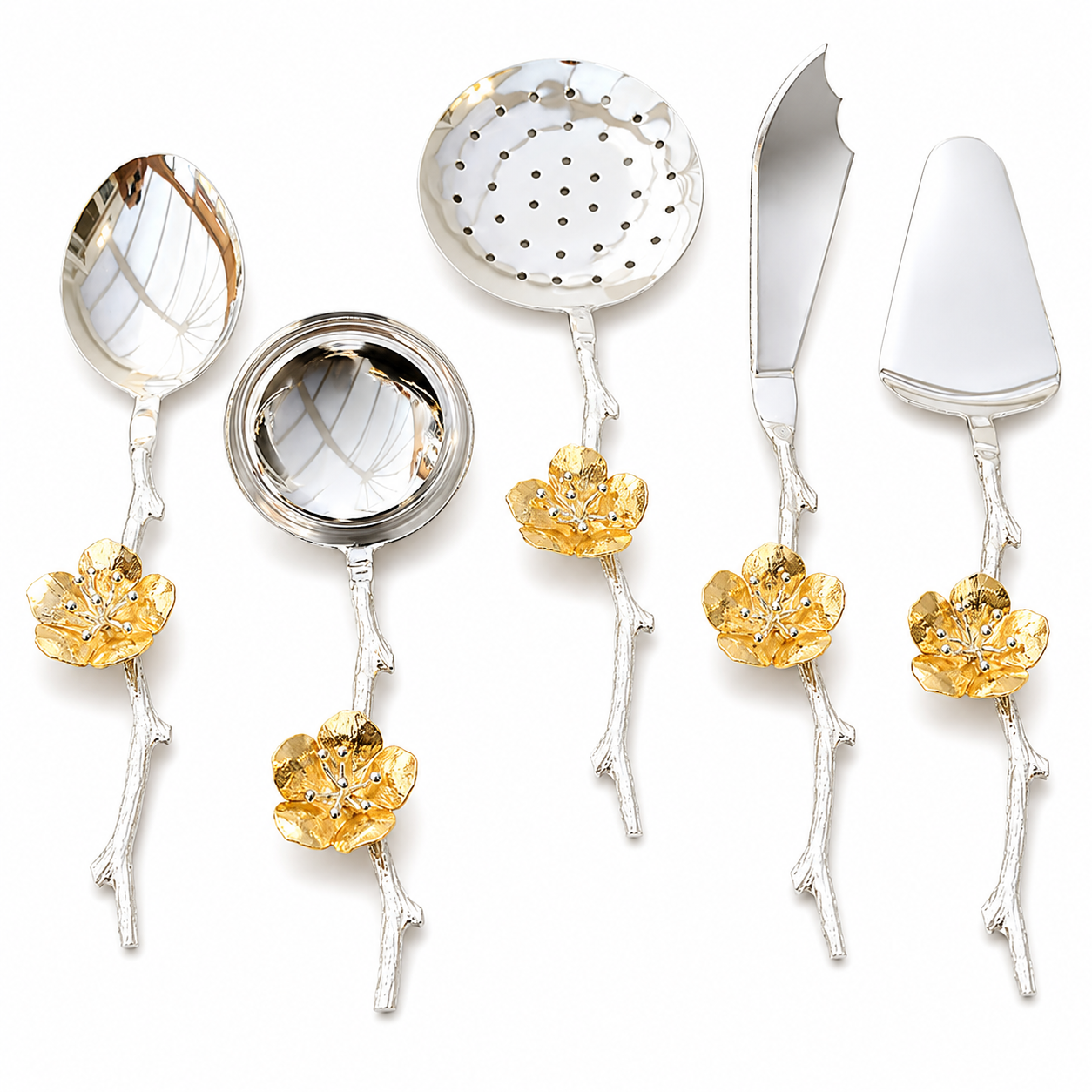 Golden Blossom Serving Utensil Set