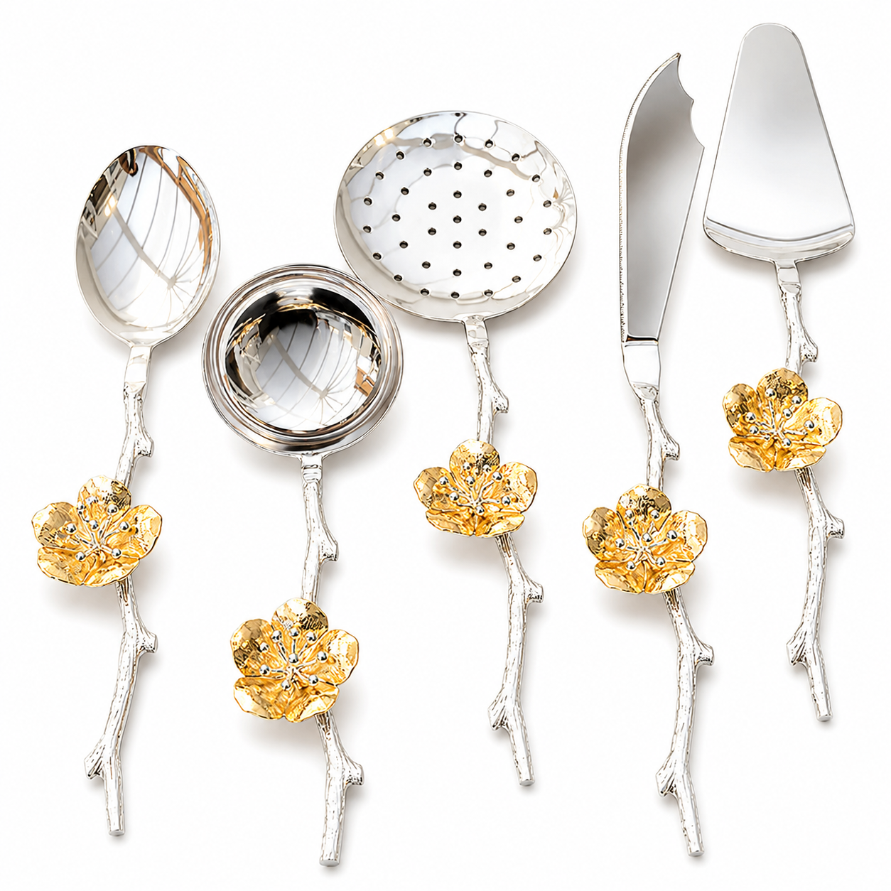 Golden Blossom Serving Utensil Set