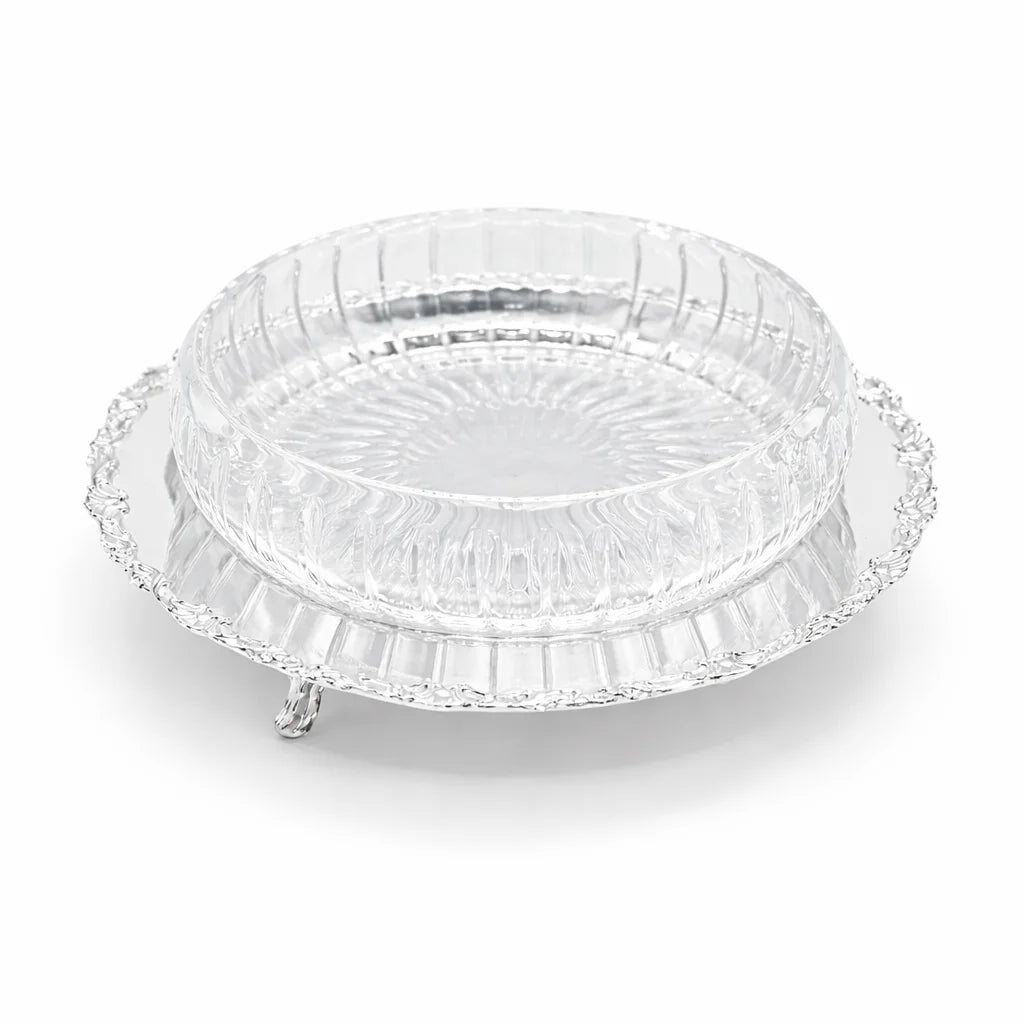 Kensington Crystal Bowl with Silver Tray