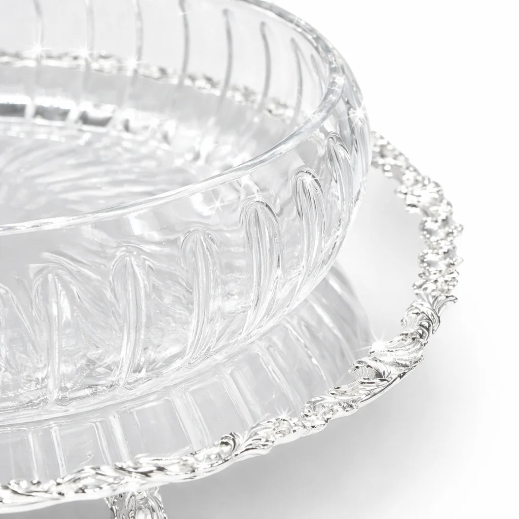 Kensington Crystal Bowl with Silver Tray