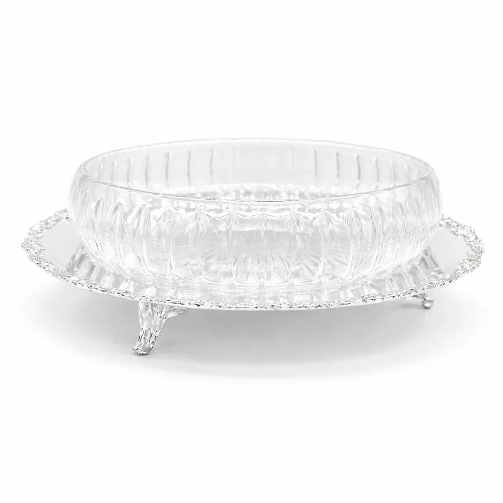 Kensington Crystal Bowl with Silver Tray