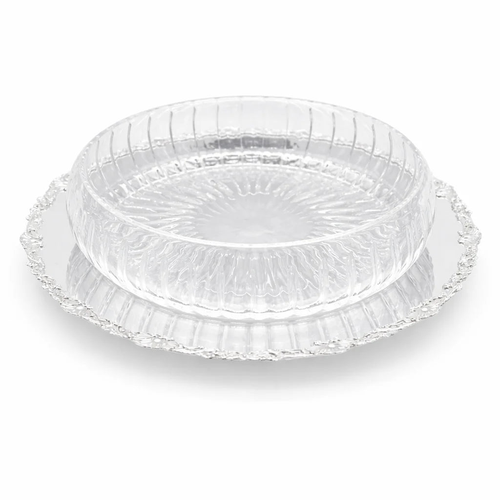 Kensington Crystal Bowl with Silver Tray