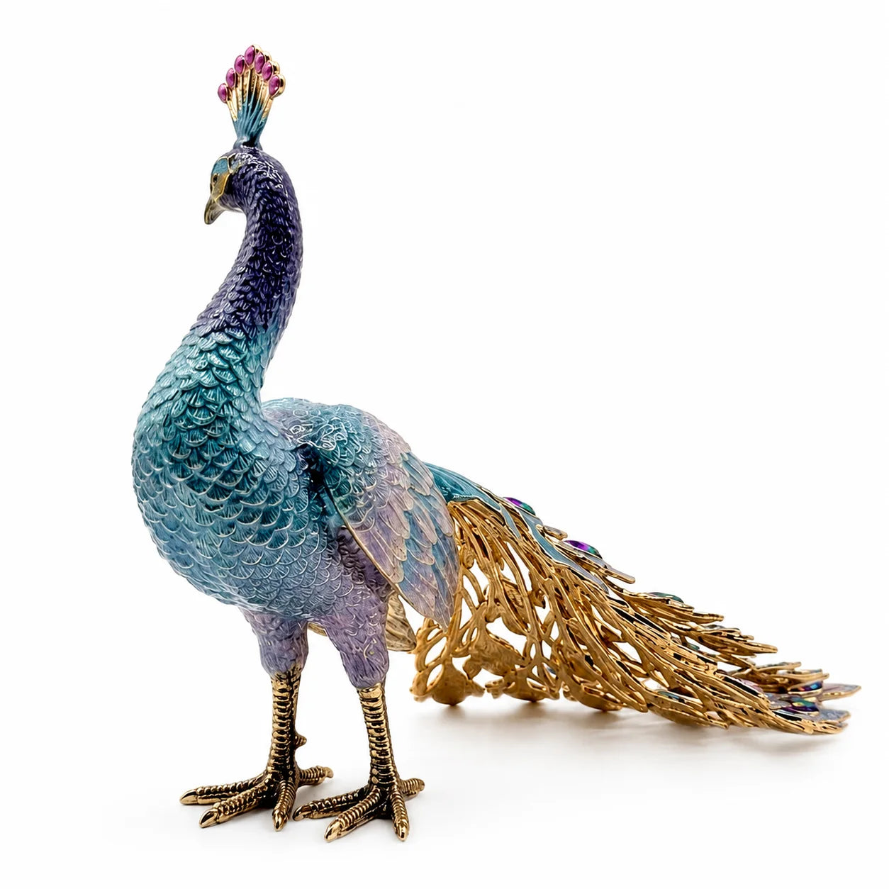 Peacock Splendor Jeweled Figurine