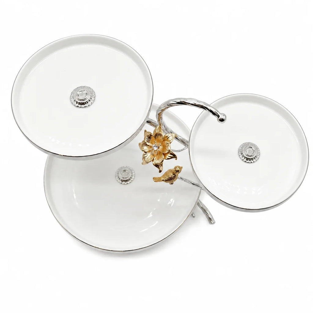 Clear jewelry organizer with gold and silver earrings on a white background