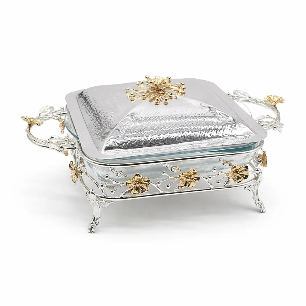 Royal Blossom Square Casserole Dish with Lid