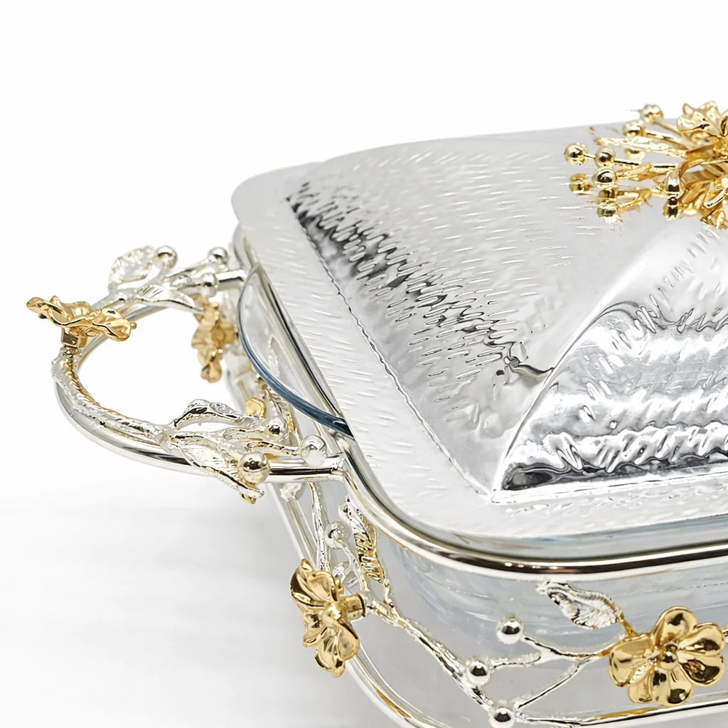Royal Blossom Square Casserole Dish with Lid