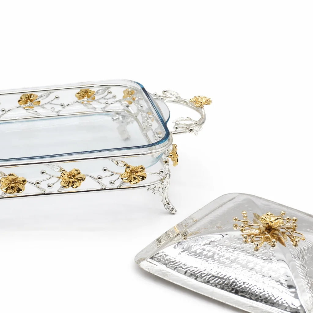 Royal Blossom Square Casserole Dish with Lid