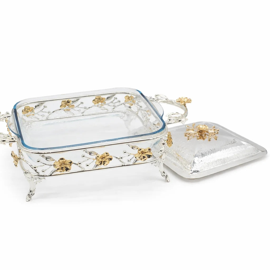 Royal Blossom Square Casserole Dish with Lid