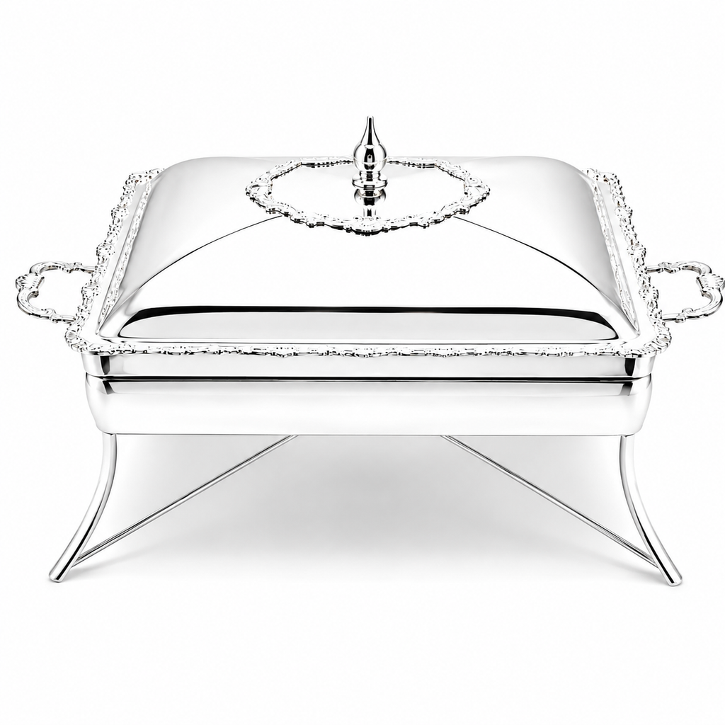 Royal Silver Plated Rectangular Chafing Dish with Decorative Trim