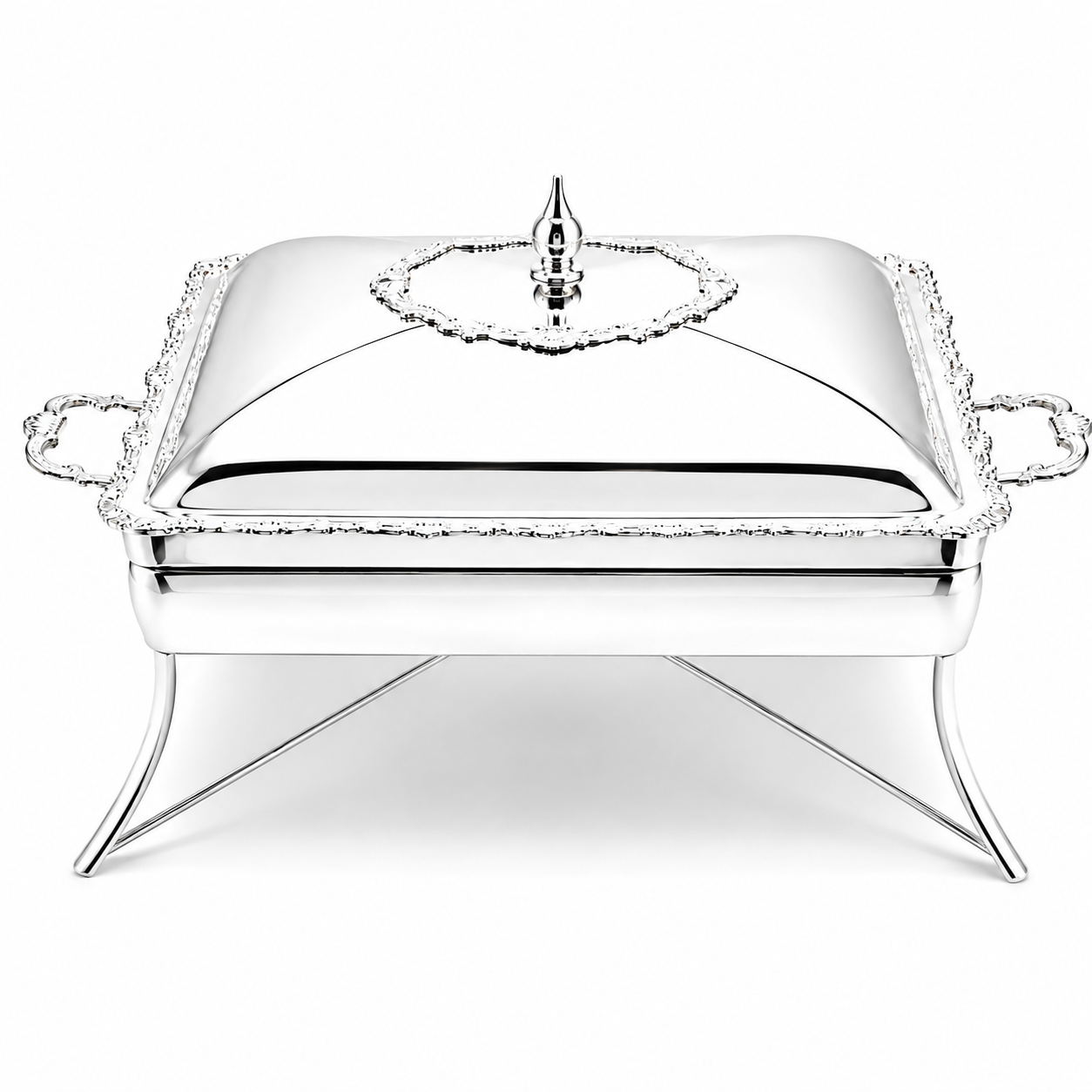 Royal Silver Plated Rectangular Chafing Dish with Decorative Trim