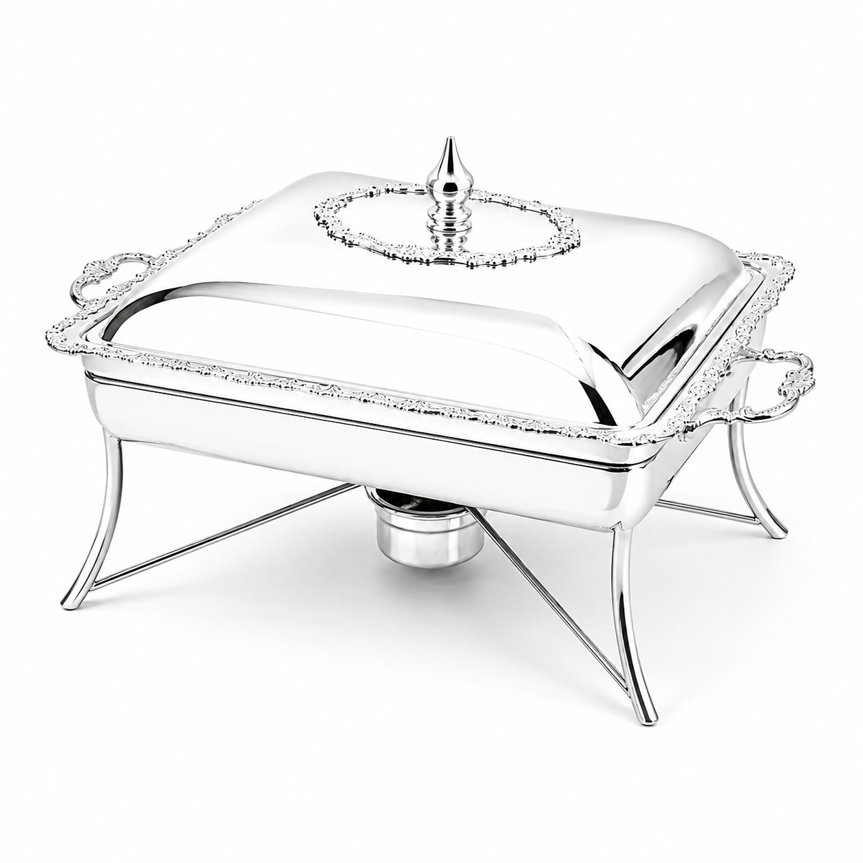 Royal Silver Plated Rectangular Chafing Dish with Decorative Trim