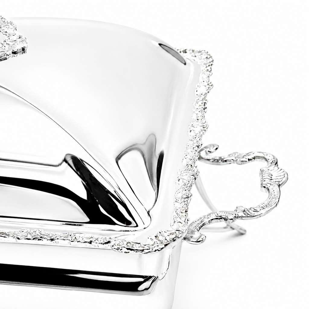Royal Silver Plated Rectangular Chafing Dish with Decorative Trim