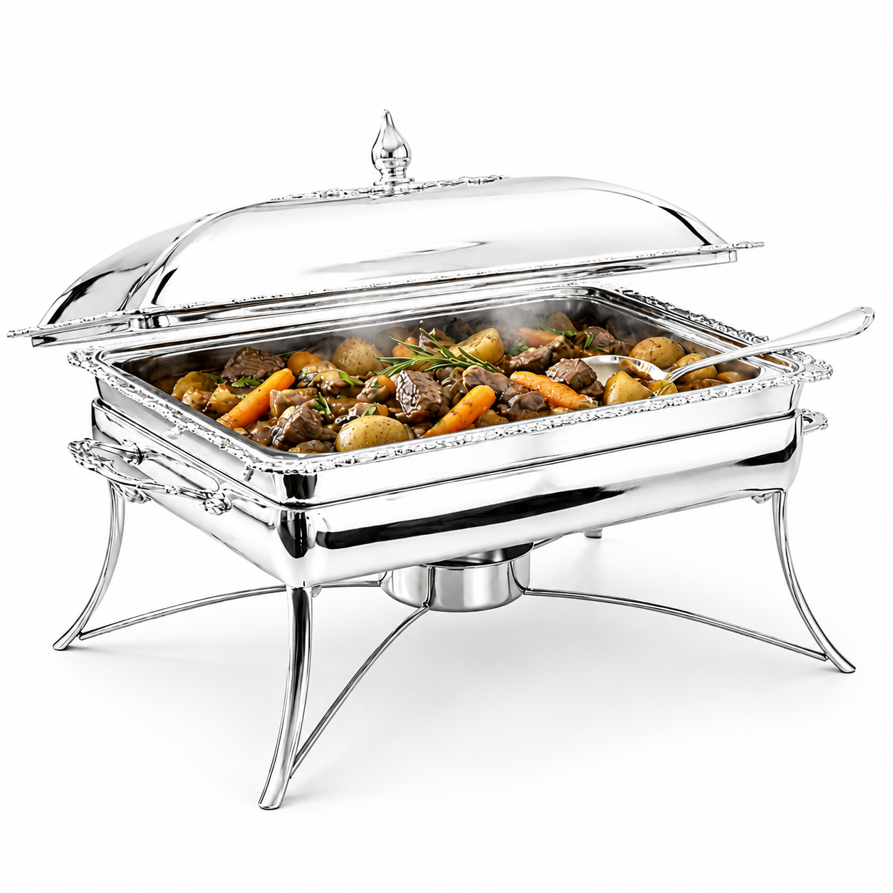 Royal Silver Plated Rectangular Chafing Dish with Decorative Trim