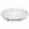 Silver Plated Round Floral with Glass Plate