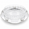 Silver Plated Round Scalloped Server with Glass Bowl