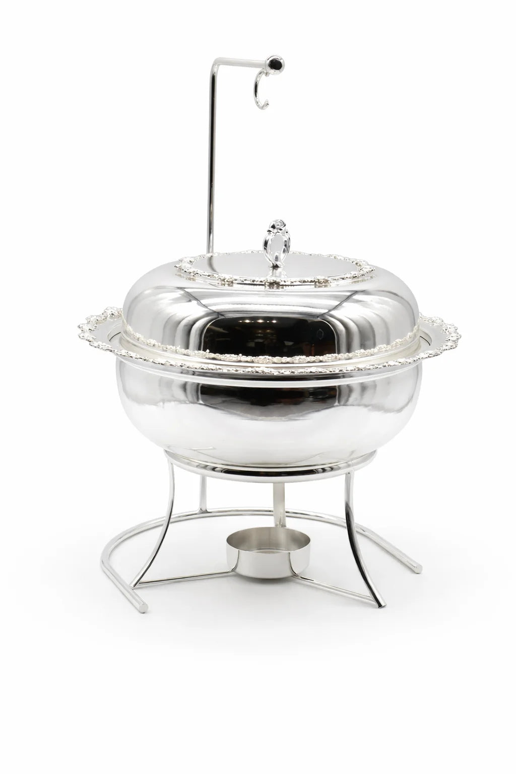 Silver Round Chafing Dish with Stand & Lid