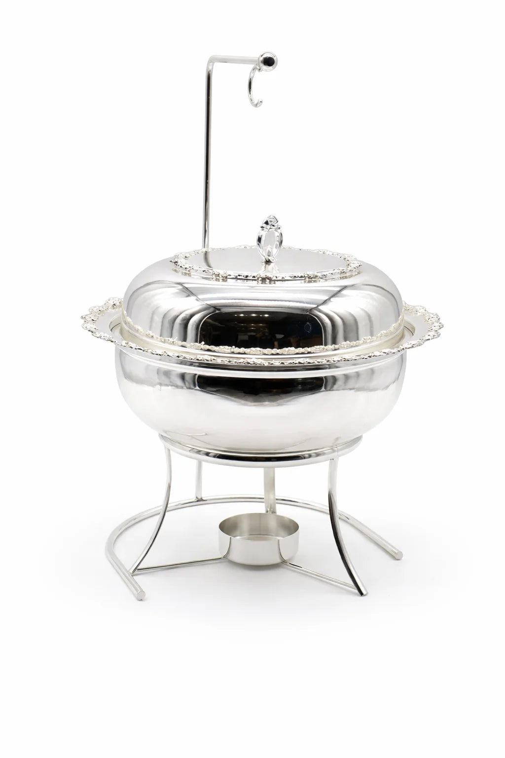 Silver Round Chafing Dish with Stand & Lid