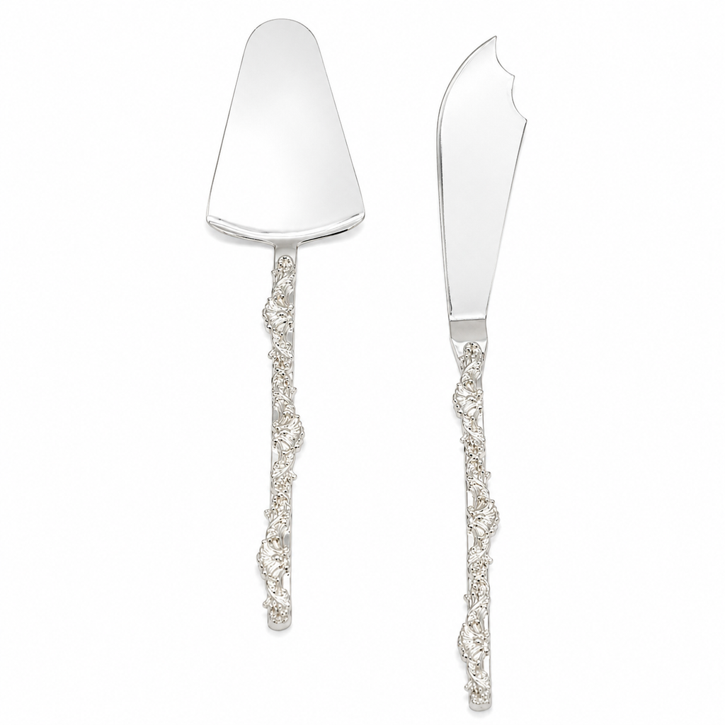 Silver Vine Handle Cake Server Set