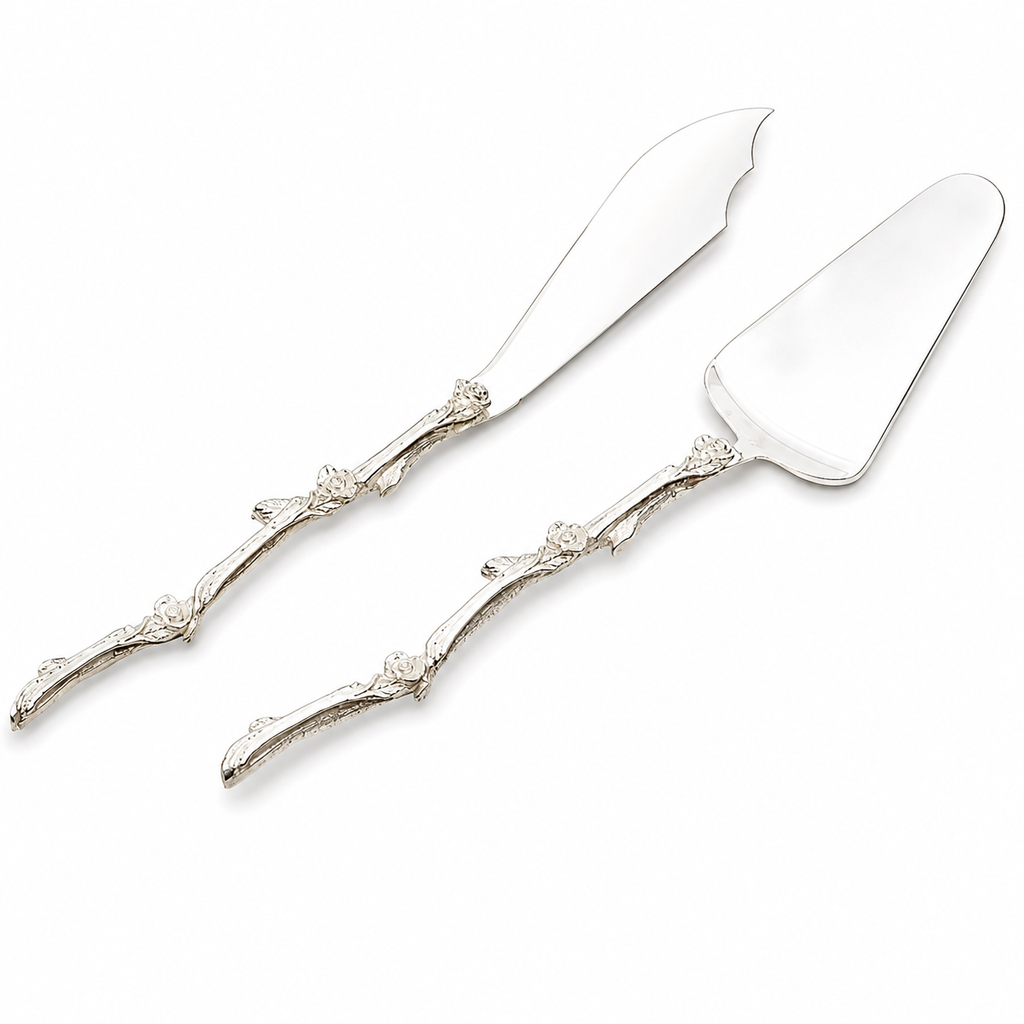Vintage Rose Handle Cake & Pie Server Set