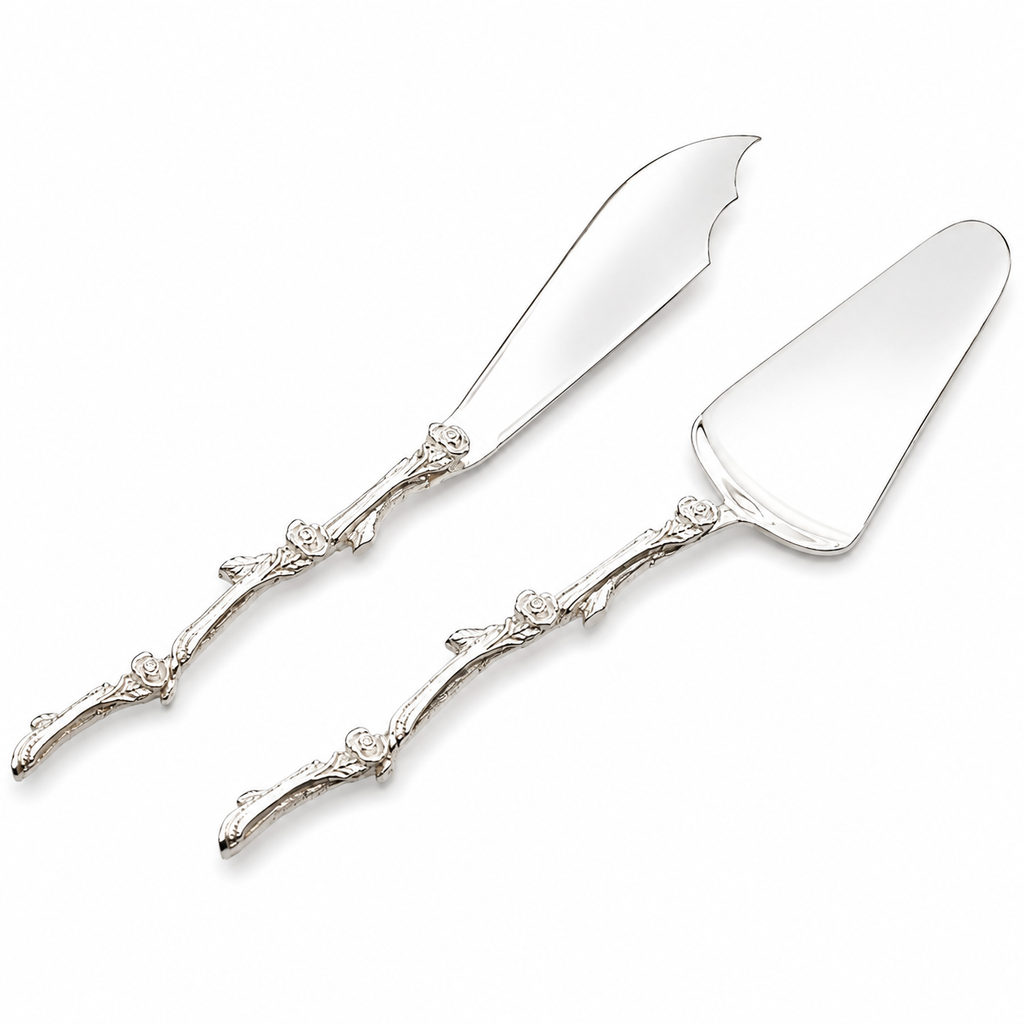 Vintage Rose Handle Cake & Pie Server Set