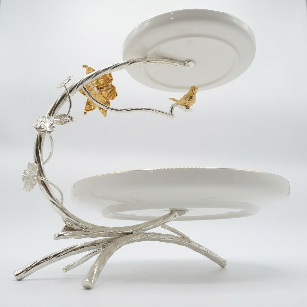 Golden Blossom 2-Tier Serving Stand