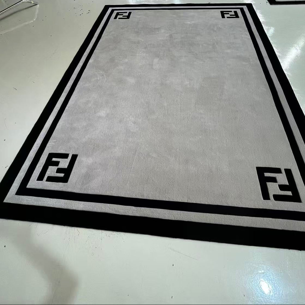 Framed Border Grey Rug