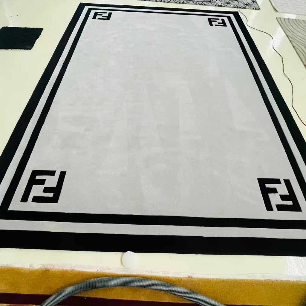 Framed Border Grey Rug