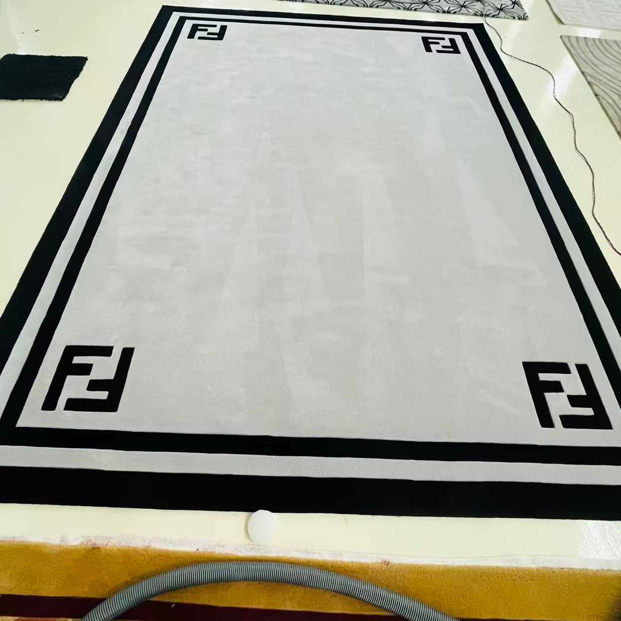 Framed Border Grey Rug