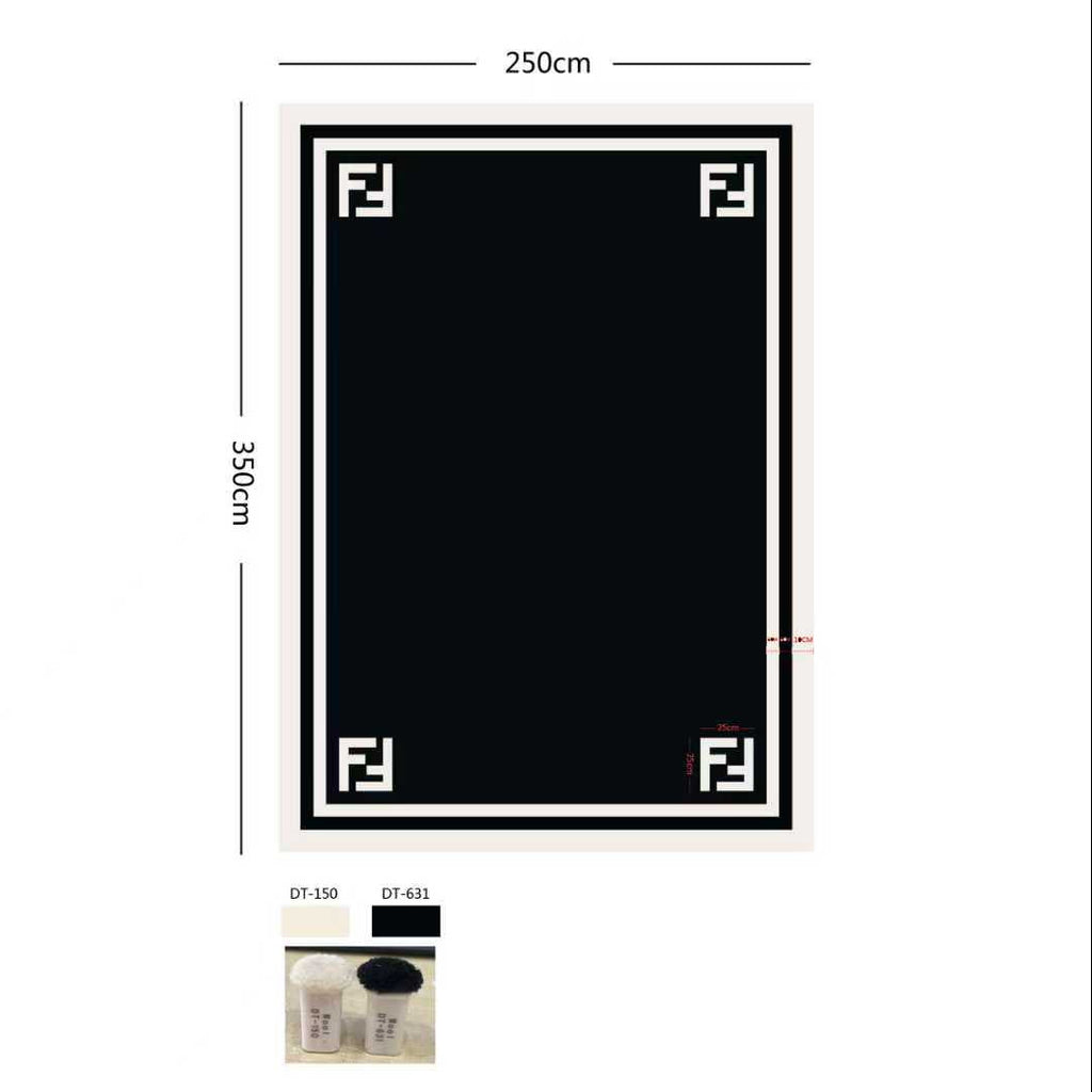Contrast Frame Black Rug with White Border
