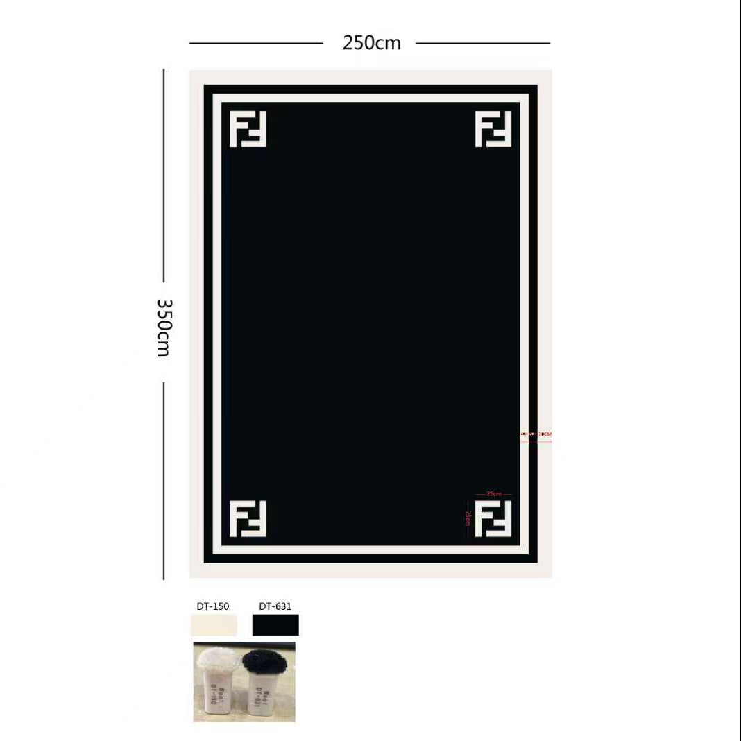Contrast Frame Black Rug with White Border