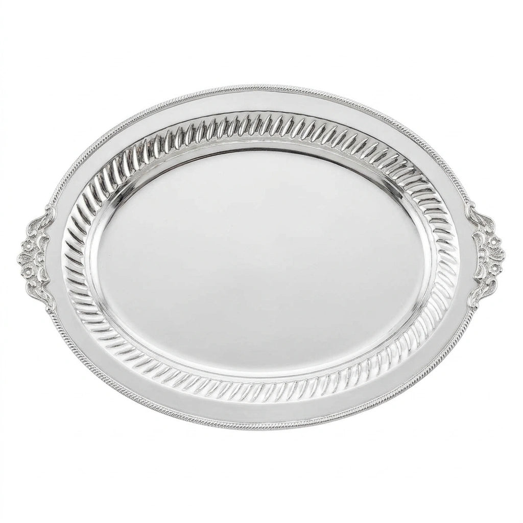 Royal Luxury Silver Oval Serving Tray 18”