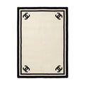 Corner Motif Cream Rug with Black Border