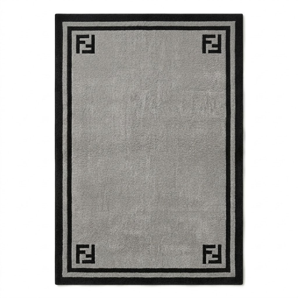 Framed Border Grey Rug