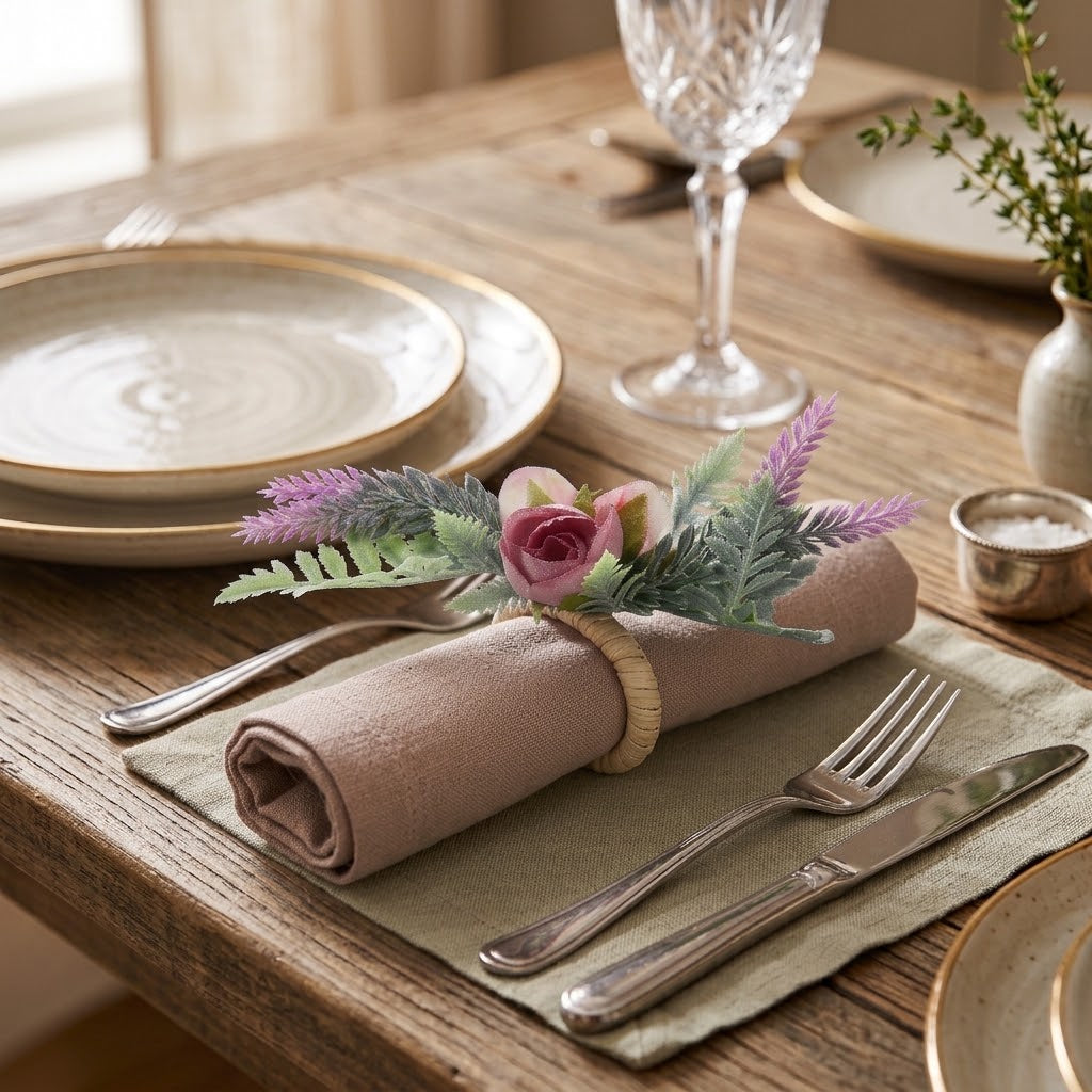 Pink Rose & Wildflower Table Accessory